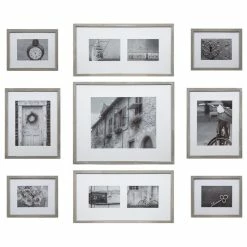 Hot Sale 🔥 Pinnacle Frames 9 Piece Gray Wash Wood Photo Frame Wall Gallery Kit 🔥