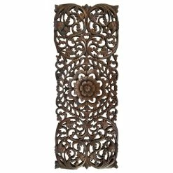 Budget ⭐ Asiana Home Decor Floral Tropical Carved Wood Wall Panel, Dark Brown ✔️