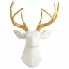 Discount ✔️ White Faux Taxidermy® White Faux Deer Head Wall Mount, Gold Antlers 🥰 -Cheap wall decor Store eb01097507c4b34d 5015 w800 h800 b1 p0