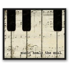 Deals 🛒 DDCG Piano Keys And Music Canvas Wall Art, 30"x24", Framed 👍