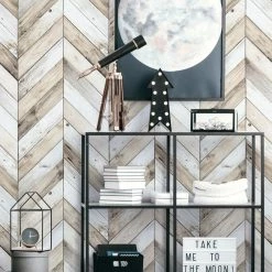 Hot Sale 😉 Accentuwall Chevron Wood Herringbone Wallpaper, Peel And Stick, Light, 24"x108" 👍 -Cheap wall decor Store fd4177ee0e591ff9 7788 w800 h800 b0 p0