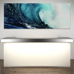 Outlet 🤩 Empire Art Direct Blue Wave Wall Art Frameless Tempered Glass Contemporary Artwork 24" X 63" 🌟 -Cheap wall decor Store fd9181c30e8ecefe 5329 w800 h800 b0 p0