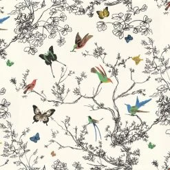Flash Sale 🤩 Schumacher Birds & Butterflies Vinyl Wallpaper In Multi On White 😍