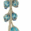 New 💯 MDS Ocean Blue Glass Fishing Floats Buoys On Jute Rope Wall Hanging 26 Inch 👍