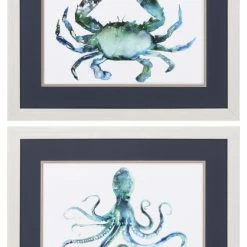 Budget 😉 PROPAC IMAGES "Crab Octopus" Framed Artwork, Set Of 2 🌟