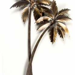 Discount 🤩 Copper Art Coastal Home Decor 'Palasari Palms Double' - SST Steel Beach Palm Trees Art 😀