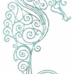 Buy 🛒 Young's Lacey Look Distressed Design Coastal Teal Seahorse Metal 18 Inches Wall Decor 🎉